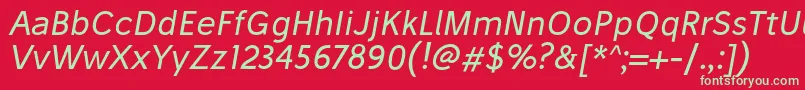 フォントStiluOblique – 赤い背景に緑の文字