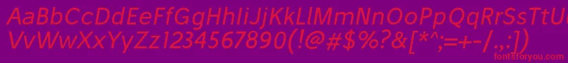 StiluOblique Font – Red Fonts on Purple Background