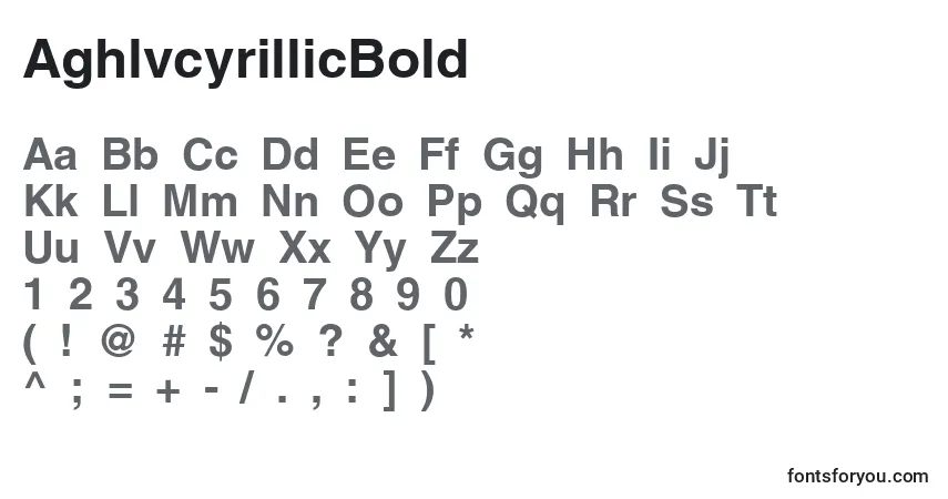 A fonte AghlvcyrillicBold – alfabeto, números, caracteres especiais