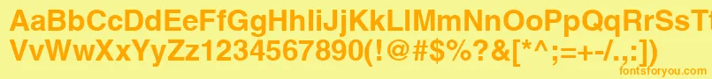 フォントAghlvcyrillicBold – オレンジの文字が黄色の背景にあります。