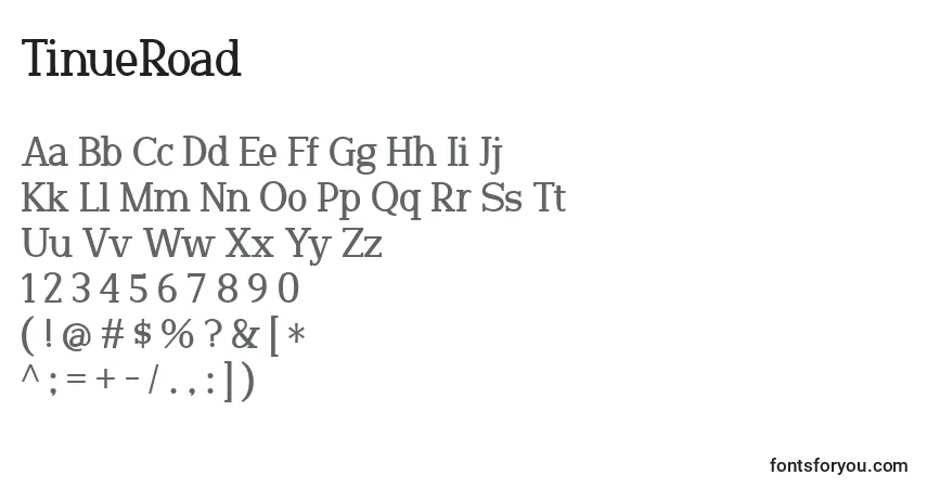 A fonte TinueRoad – alfabeto, números, caracteres especiais