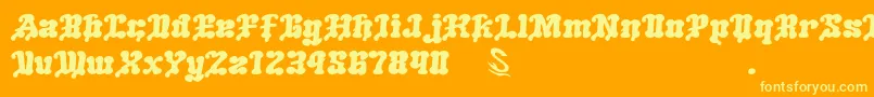 GomariceMeltingIceCream-Schriftart – Gelbe Schriften auf orangefarbenem Hintergrund