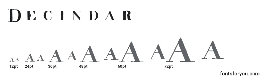 Размеры шрифта Decindar