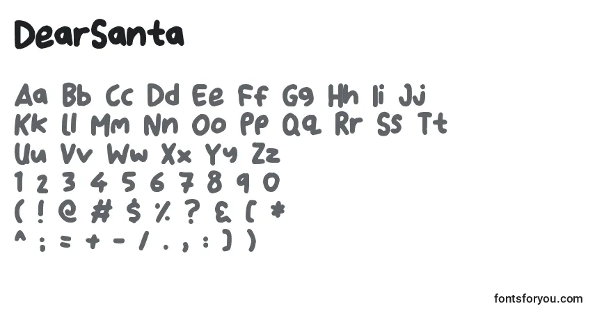 Schriftart DearSanta – Alphabet, Zahlen, spezielle Symbole