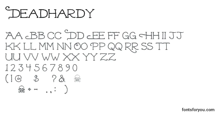 Schriftart Deadhardy – Alphabet, Zahlen, spezielle Symbole