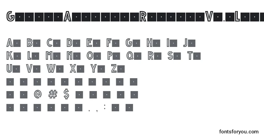 A fonte GrandeAndrettiRegularV1.0LimitedCharset – alfabeto, números, caracteres especiais