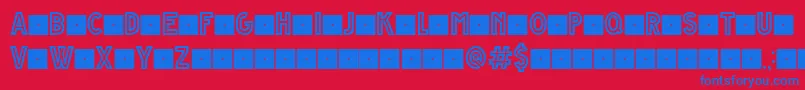 GrandeAndrettiRegularV1.0LimitedCharset-Schriftart – Blaue Schriften auf rotem Hintergrund