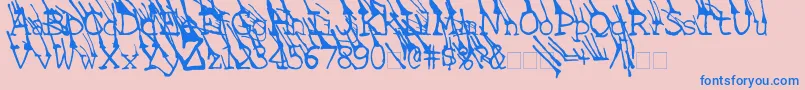 フォントLinotypeGrassyBold – ピンクの背景に青い文字
