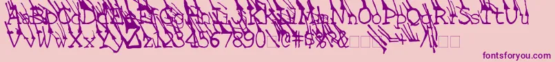 LinotypeGrassyBold-fontti – violetit fontit vaaleanpunaisella taustalla