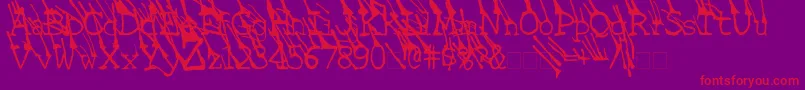 LinotypeGrassyBold-Schriftart – Rote Schriften auf violettem Hintergrund