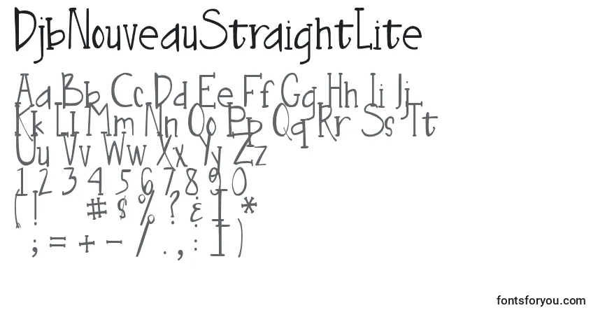 Шрифт DjbNouveauStraightLite – алфавит, цифры, специальные символы