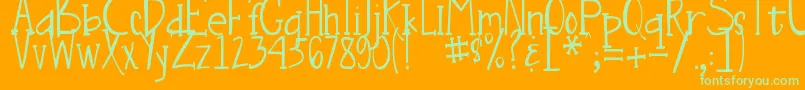 DjbNouveauStraightLite Font – Green Fonts on Orange Background