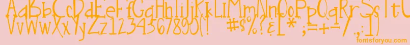 DjbNouveauStraightLite-Schriftart – Orangefarbene Schriften auf rosa Hintergrund