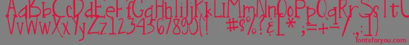 DjbNouveauStraightLite Font – Red Fonts on Gray Background