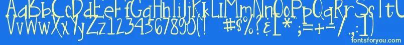 DjbNouveauStraightLite Font – Yellow Fonts on Blue Background