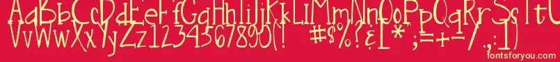 DjbNouveauStraightLite Font – Yellow Fonts on Red Background