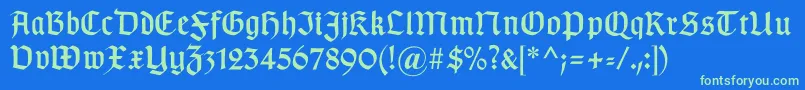 Gotischa Font – Green Fonts on Blue Background