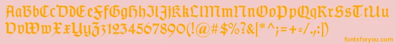 Gotischa-Schriftart – Orangefarbene Schriften auf rosa Hintergrund