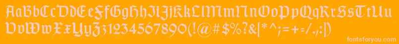 Gotischa-fontti – vaaleanpunaiset fontit oranssilla taustalla