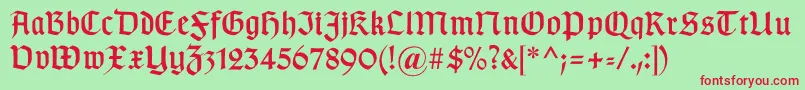 Gotischa-fontti – punaiset fontit vihreällä taustalla
