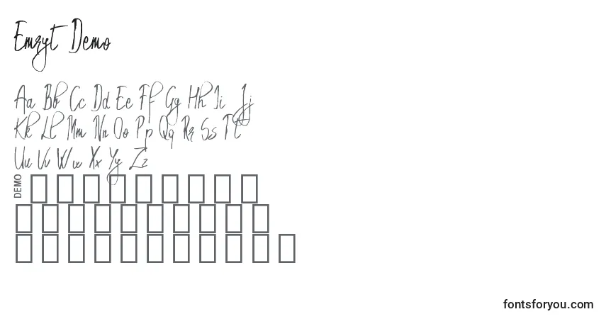 Schriftart EmrytDemo – Alphabet, Zahlen, spezielle Symbole