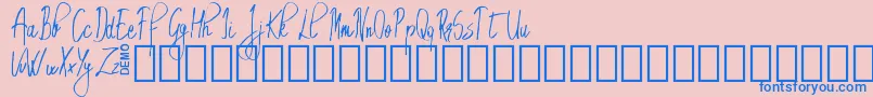 EmrytDemo-fontti – siniset fontit vaaleanpunaisella taustalla