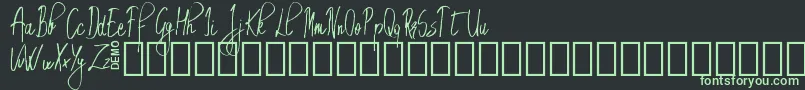EmrytDemo-fontti – vihreät fontit mustalla taustalla