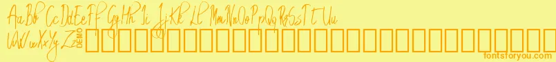 EmrytDemo-fontti – oranssit fontit keltaisella taustalla