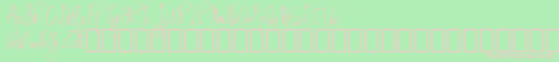 EmrytDemo-fontti – vaaleanpunaiset fontit vihreällä taustalla