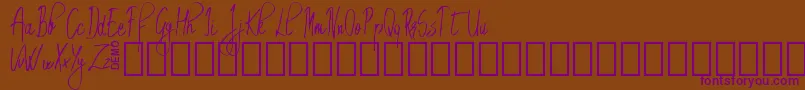 EmrytDemo-Schriftart – Violette Schriften auf braunem Hintergrund