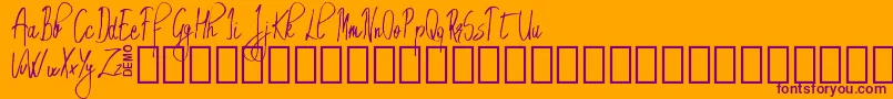 EmrytDemo-Schriftart – Violette Schriften auf orangefarbenem Hintergrund