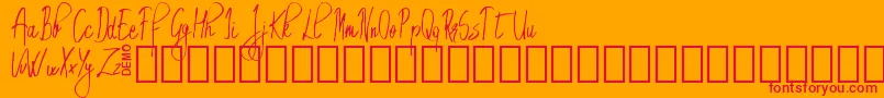 EmrytDemo-Schriftart – Rote Schriften auf orangefarbenem Hintergrund
