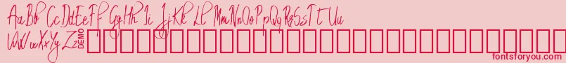 フォントEmrytDemo – ピンクの背景に赤い文字