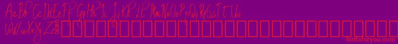 EmrytDemo-fontti – punaiset fontit violetilla taustalla