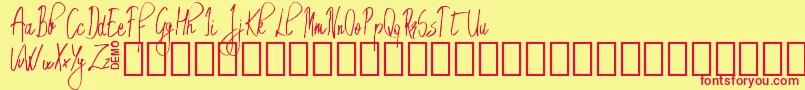 EmrytDemo-fontti – punaiset fontit keltaisella taustalla