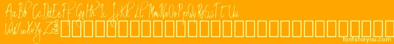 EmrytDemo-Schriftart – Gelbe Schriften auf orangefarbenem Hintergrund