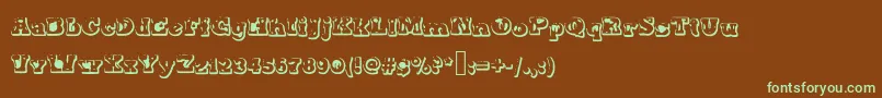 フォントMoter – 緑色の文字が茶色の背景にあります。