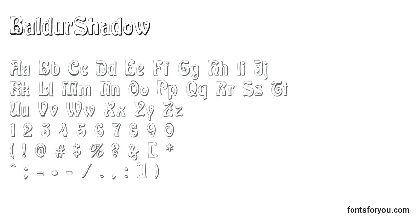 Schriftart BaldurShadow – Alphabet, Zahlen, spezielle Symbole