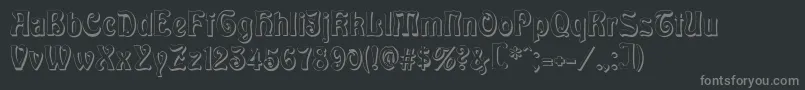 BaldurShadow-fontti – harmaat kirjasimet mustalla taustalla