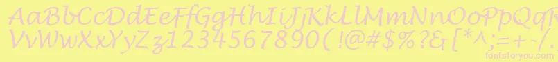 LowtideRegular-fontti – vaaleanpunaiset fontit keltaisella taustalla