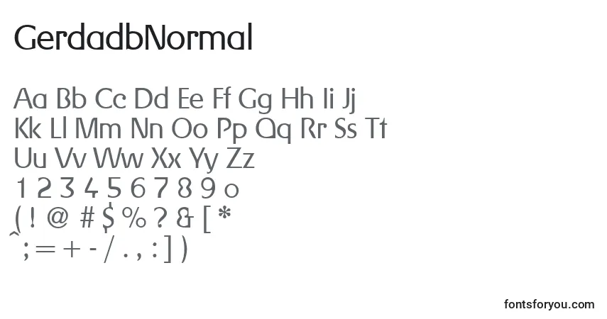 A fonte GerdadbNormal – alfabeto, números, caracteres especiais