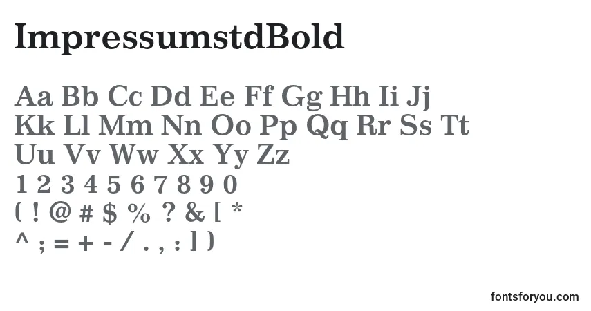 Schriftart ImpressumstdBold – Alphabet, Zahlen, spezielle Symbole