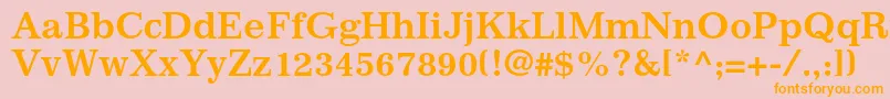 フォントImpressumstdBold – オレンジの文字がピンクの背景にあります。