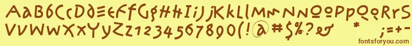 フォントKleinsamazon – 茶色の文字が黄色の背景にあります。