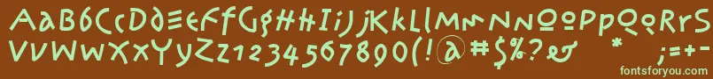 フォントKleinsamazon – 緑色の文字が茶色の背景にあります。