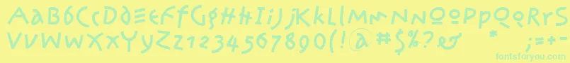 Kleinsamazon Font – Green Fonts on Yellow Background