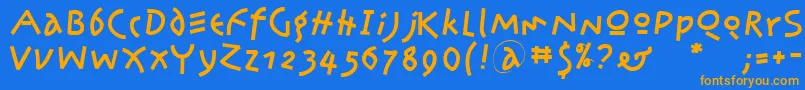 フォントKleinsamazon – オレンジ色の文字が青い背景にあります。