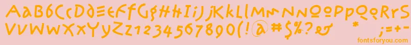 フォントKleinsamazon – オレンジの文字がピンクの背景にあります。