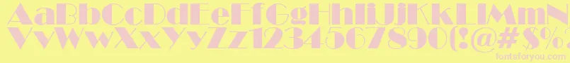 BroadwaySuRegular-fontti – vaaleanpunaiset fontit keltaisella taustalla