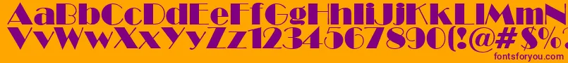 BroadwaySuRegular-Schriftart – Violette Schriften auf orangefarbenem Hintergrund